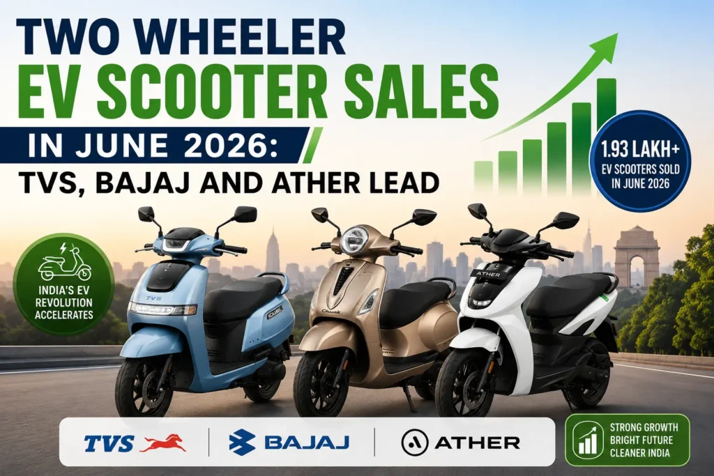 Two Wheeler EV Scooter Sales in June 2026: TVS, Bajaj and Ather Lead