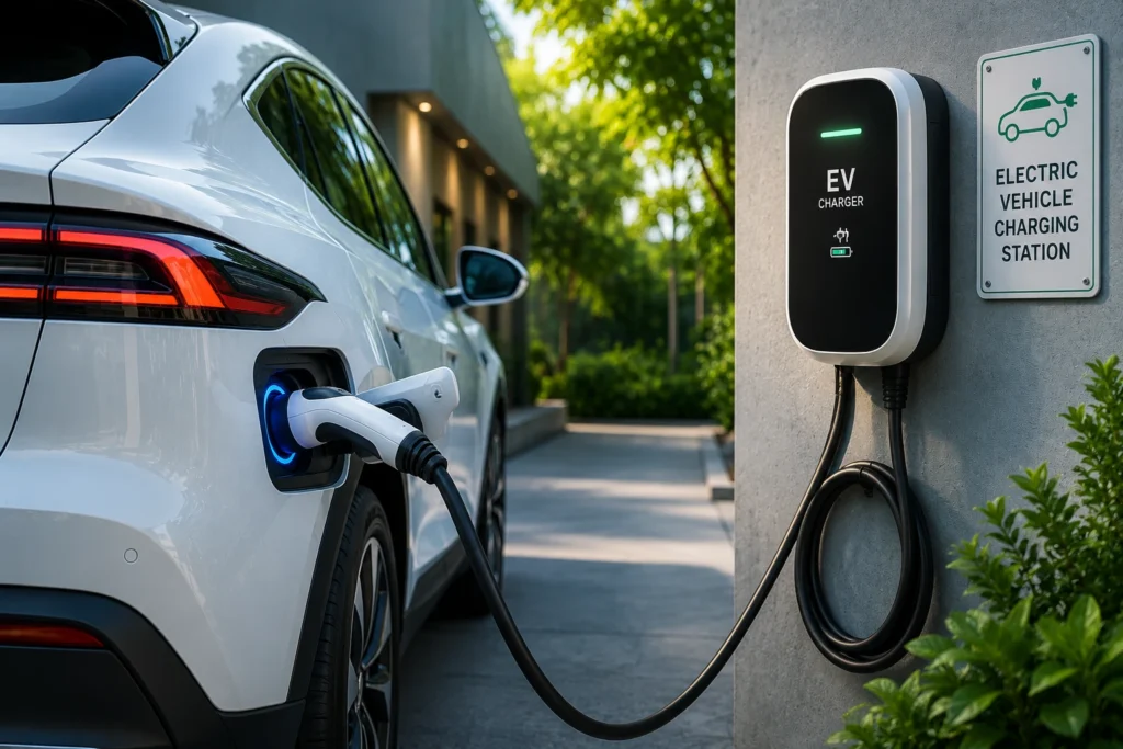 Electric vehicle charger installation. 